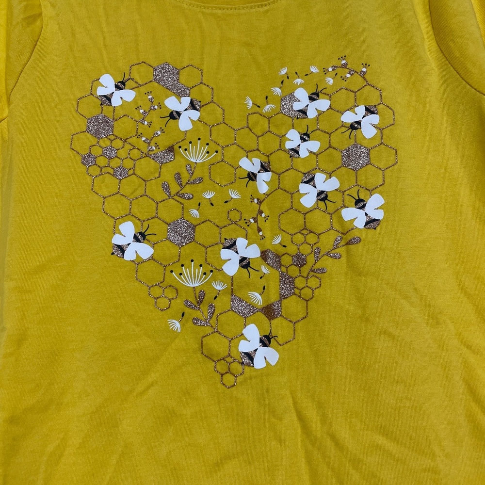 NWT Cat & Jack Girl Yellow Tee Bees - Picture 3 of 3